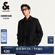 杰克·瓊斯（JACK&JONES）男裝春秋單側(cè)皮標(biāo)LOGO裝飾時(shí)尚潮流百搭尖領(lǐng)毛呢大衣男224427017 黑色E40 常規(guī) 黑色E40 S 170