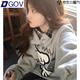 DGOV美式復(fù)古狗狗灰色衛(wèi)衣女春秋新款設(shè)計感小眾oversize圓領(lǐng)上衣 灰色【春秋款】zt L 【106-120斤】