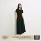 歐時(shí)力OCHIRLY 褶飾A字連衣裙長(zhǎng)裙法式復(fù)古顯瘦女2025年夏季新款 黑色 M