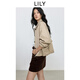LILY2025秋新款長(zhǎng)絨棉復(fù)古工裝翻領(lǐng)休閑通勤卡其色夾克外套女短款 717卡其 L