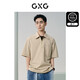 GXG男裝 戶外工裝polo男半拉鏈翻領(lǐng)短袖上衣  夏 卡其色 170/M