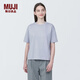 無印良品（MUJI）女式 天竺編織圓領(lǐng)短袖T恤上衣打底衫女款內(nèi)搭多巴胺女裝 灰色BB2P6C4S M (160/84A)