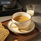 CLITON歐式咖啡杯拿鐵杯掛耳陶瓷辦公室杯碟套裝早餐牛奶杯一杯一碟一勺