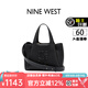 NINE WEST 玖熙七夕禮物牛皮手提菜籃子包女真皮中號大容量通勤單肩斜挎包 黑色
