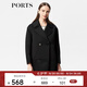 PORTS寶姿 秋冬新款女裝時(shí)尚拼接毛呢大衣外 毛呢大衣女LW9N088XCP012 黑色 M (6)