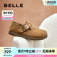 百麗（Belle）厚底勃肯鞋女2025春季新款毛毛雪地短靴棉鞋子D4W1DAM5 棕色-單里 36 (230mm)