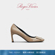 ROGERVIVIER/【七夕禮物】RV女鞋Trompette方扣細(xì)跟漆皮高跟單鞋 駝色 38 （建議拍大半碼，詳詢客服）