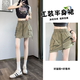 凡小如工裝半身裙女夏季新款速干透氣小個(gè)子a字短裙高腰顯瘦包臀辣妹裙 卡綠色 L 【建議100-115斤】
