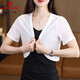 皮爾卡丹（pierre cardin）簡(jiǎn)約短袖小坎肩2025夏季新款冰絲薄款披肩吊帶裙子外搭開(kāi)衫短外套 白色 M [建議80-100斤]