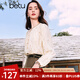 百圖betu女裝秋季新款襯衫國(guó)風(fēng)打褶設(shè)計(jì)碎花長(zhǎng)袖襯衫女2408T47 杏色 L