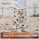 babylove兒童褲子夏季薄款純棉透氣吸汗寶寶防蚊褲燈籠褲波點(diǎn)褲子長褲 時(shí)光波點(diǎn)-卡其 100 cm