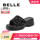 百麗（Belle）厚底拖鞋女商場同款時(shí)尚亮片休閑拖鞋B3U1DBT4 黑色 38 (240mm)