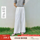 茵曼度假風(fēng)萊賽爾闊腿褲2025夏季女裝新款休閑松緊腰寬松氣質(zhì)褲子 云朵白 （微透建議穿膚色打底） S