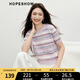 紅袖花紗甜美針織衫2025夏季新款女裝鏤空?qǐng)A領(lǐng)短袖甜美氣質(zhì)百搭上衣 紫條729 XL
