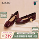 百思圖【喬欣同款】莫奈花園法式瑪麗珍M3173AQ5紅色 37