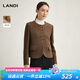 藍(lán)地（LANDI）圓領(lǐng)復(fù)古高級(jí)感羊毛小香風(fēng)外套女短款上衣秋冬新品 焦糖色 L