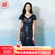 漁（FC SG）漁牌仙氣長裙收腰連衣裙子女夏季2023新款刺繡花V領(lǐng)長裙FGFA0073 藍(lán)紫 M