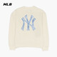 MLB官方男女情侶仿牛仔老花背標大LOGO圓領(lǐng)衛(wèi)衣25秋季新款MTM07 紐約洋基隊/奶油色 M