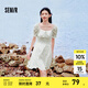 森馬（Semir）連衣裙女荷葉邊雪紡短裙2024夏季新款方領(lǐng)收腰肌理碎花裙浪漫 白藍(lán)色調(diào)00318 L