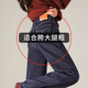 韓都衣舍【不易掉色重工刺繡】加絨窄版直筒牛仔褲女2025冬季百搭褲子