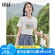 歐莎2025夏季女裝新款童趣手繪風(fēng)印花正肩圓領(lǐng)涼感透氣短袖T恤 白色 XL