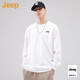 吉普（JEEP）美國(guó)正品高端重磅純棉長(zhǎng)袖t恤男士寬松夏季薄款打底衫休閑上衣服 白色 【官方正品】 XL 推薦135-150斤