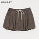 moussy 2025早秋新品甜酷純色百褶抽繩半身花苞裙010IA431-4401 065花紋棕色 M