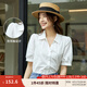 茵曼歐若風(fēng)通勤短袖襯衫女夏季法式時(shí)尚氣質(zhì)百搭職業(yè)純棉襯衣上衣 珍珠白 S
