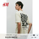 H&M男裝女裝T恤秋季寬松印花美式情侶字母圖案圓領(lǐng)短袖上衣0967955 淺米色/Better Than Ever XL 180/116 oversize寬松版型
