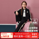 ASK JUNIOR女童套裝2025秋兒童條紋邊立領(lǐng)外套闊腿褲跑步兩件套 黑色 160