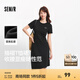 森馬[商場同款]連衣裙女小心機扭結(jié)顯瘦2025夏新款開叉T恤裙簡約 黑色90001 XL
