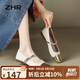 ZHR單鞋女秋季淺口瑪麗珍鞋子鏡面一字式搭扣女鞋 AH335 白金 40 