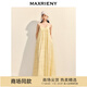 MAXRIENY【商場同款】圓領(lǐng)復(fù)古宮廷繡花吊帶連衣裙25夏款a字長裙 拿坡里黃 L