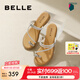 百麗（Belle）時(shí)尚夾腳人字拖女商場(chǎng)同款水鉆休閑拖鞋3CQ30BT4 銀色 36 (230mm)
