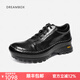 dreambox鈞博vibram舒適透氣戶外休閑鞋高檔手工水洗馬皮男士皮鞋 黑色 43