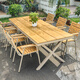 御藤美家（ROYAL RATTAN）戶外桌椅別墅花園庭院桌椅休閑咖啡廳室外露臺陽臺防腐木塑木桌椅 【加厚加寬】6椅+180CM大板長桌 升級款（航空鋁)