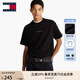 TOMMY JEANS【純色純棉】25夏季男裝平紋針織美式寬松短袖/修身圓領上衣T恤 【寬松刺繡】黑色BDS M