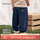 babylove男寶寶長(zhǎng)褲夏季薄款防蚊褲嬰幼兒純棉透氣長(zhǎng)褲外出牛仔褲休閑褲 牛仔藍(lán) 110 cm