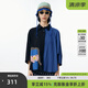 幻走（MOVEUP）2025夏季新款.FUN系列撞色印花蝙蝠袖休閑短款襯衫女 夜黑 L