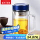 富光拾喜雙層玻璃杯男女辦公商務(wù)水杯耐熱帶手柄大容量泡茶杯子 520ml藍色