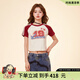 LALABOBO【商場(chǎng)同款】辣妹風(fēng)短袖T恤女裝時(shí)尚涂鴉減齡上衣潮流CBDA-WSDT13 米色 S