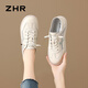 ZHR女士小白鞋女百搭真牛皮女鞋輕便透氣學(xué)生休閑鞋子女 A67N 米灰37