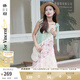 兩三事梵高文藝 彌花棲夢(mèng) 2025春季新款森系風(fēng)蕾絲拼接印花布無(wú)袖連衣裙 拼色 M