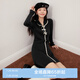 樂町赫本風(fēng)法式黑色連衣裙秋冬新款女富家千金氣質(zhì)小香風(fēng)裙 黑色（現(xiàn)貨） XS