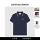 KENT&CURWEN【七夕禮物】肯迪文2025春夏新品女士玫瑰刺繡撞色領(lǐng)珠地棉POLO衫 藏藍(lán)色96 L