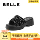 百麗（Belle）厚底拖鞋女商場同款時(shí)尚亮片休閑拖鞋B3U1DBT4 黑色 37 (235mm)