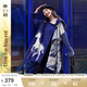 兩三事披肩斗篷外套女秋冬連帽長(zhǎng)款藍(lán)色毛衣開衫外搭大衣梵高信使 藍(lán)色-y F