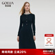 歌莉婭（GOELIA）女裝晚會氣質(zhì)通勤黑色毛織連身裙1C9L4G890 00B黑色 S