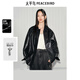 太平鳥(niǎo)黑色仿手搓油蠟皮PU皮衣外套女2025春裝新款時(shí)尚寬松夾克 黑色 L 165