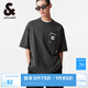杰克·瓊斯（JACK&JONES）夏季新款羅紋圓領字母貼布刺繡oversized短袖T恤男裝224201065 E44黑砂色-1 S 170
